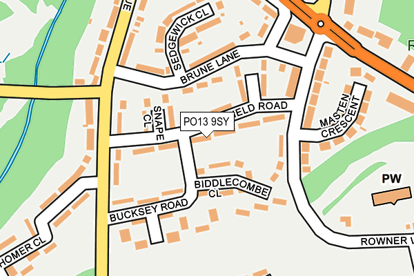 PO13 9SY map - OS OpenMap – Local (Ordnance Survey)