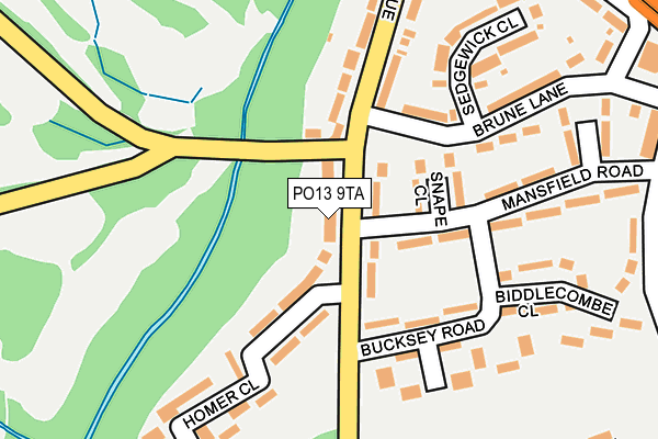 PO13 9TA map - OS OpenMap – Local (Ordnance Survey)