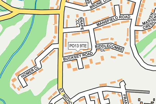 PO13 9TE map - OS OpenMap – Local (Ordnance Survey)