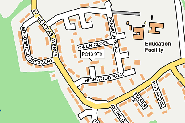 PO13 9TX map - OS OpenMap – Local (Ordnance Survey)