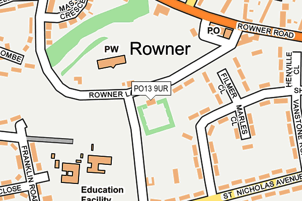 PO13 9UR map - OS OpenMap – Local (Ordnance Survey)