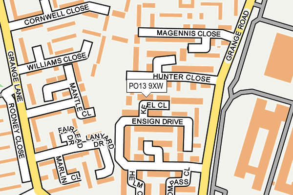 PO13 9XW map - OS OpenMap – Local (Ordnance Survey)