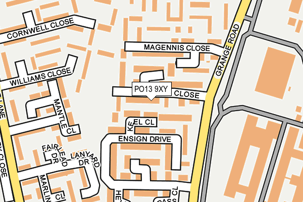 PO13 9XY map - OS OpenMap – Local (Ordnance Survey)