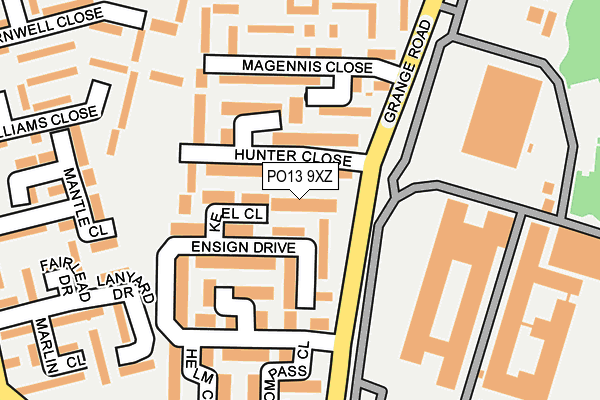 PO13 9XZ map - OS OpenMap – Local (Ordnance Survey)