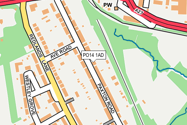 PO14 1AD map - OS OpenMap – Local (Ordnance Survey)