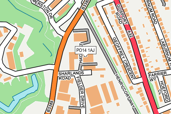 PO14 1AJ map - OS OpenMap – Local (Ordnance Survey)