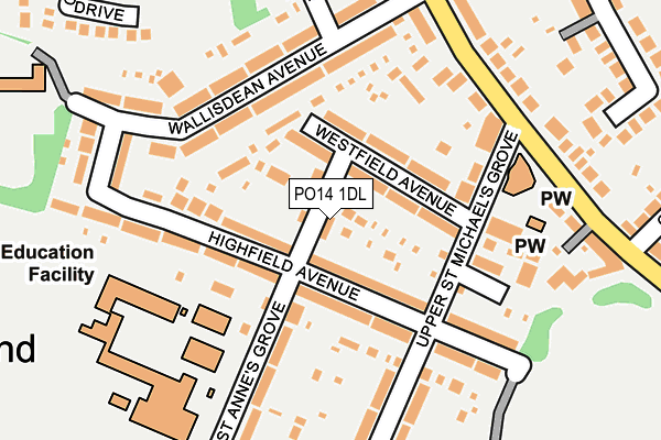 PO14 1DL map - OS OpenMap – Local (Ordnance Survey)