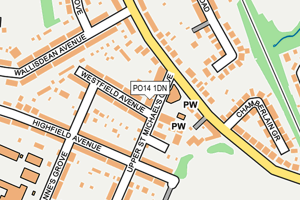 PO14 1DN map - OS OpenMap – Local (Ordnance Survey)