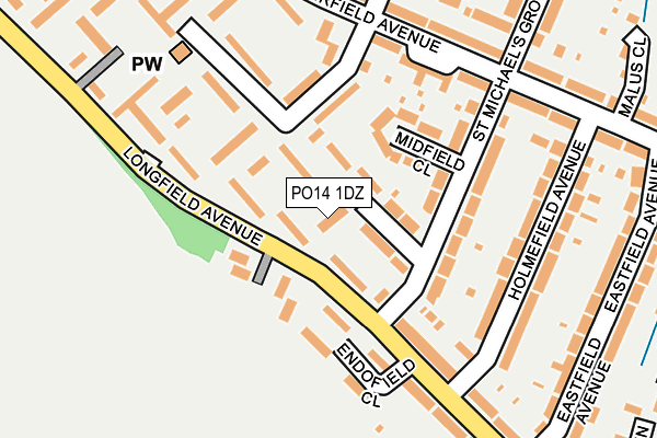 PO14 1DZ map - OS OpenMap – Local (Ordnance Survey)