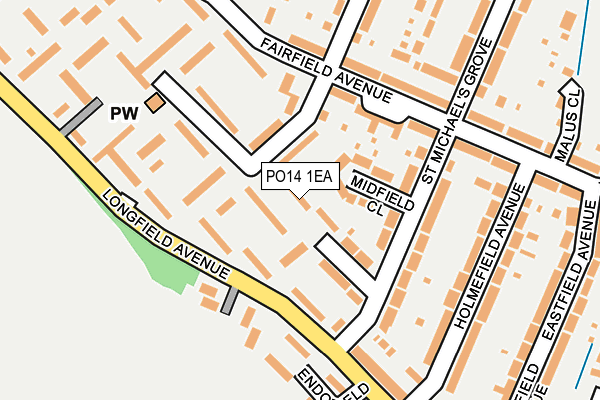 PO14 1EA map - OS OpenMap – Local (Ordnance Survey)