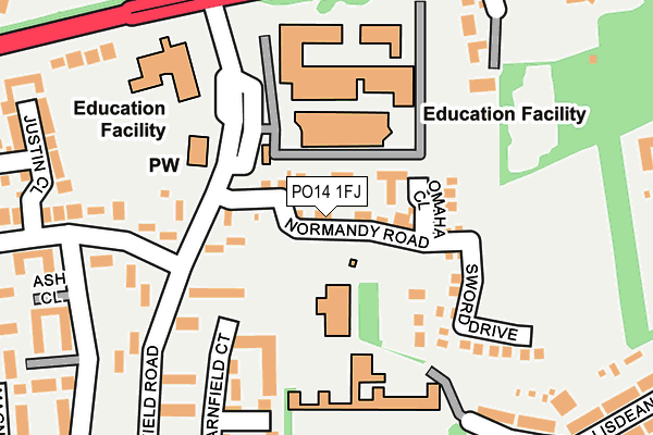 PO14 1FJ map - OS OpenMap – Local (Ordnance Survey)