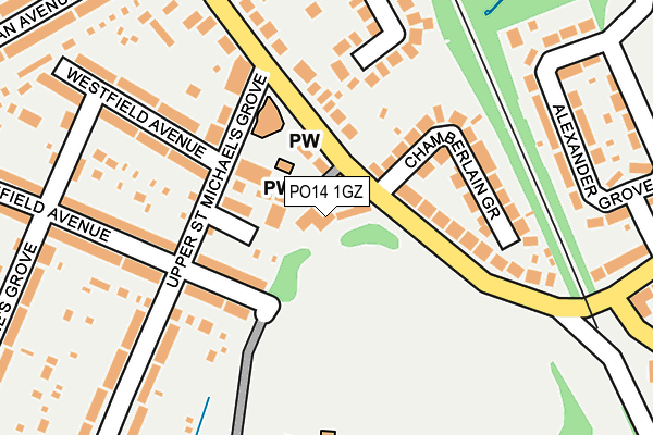 PO14 1GZ map - OS OpenMap – Local (Ordnance Survey)