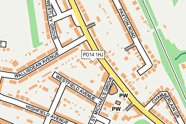 PO14 1HJ map - OS OpenMap – Local (Ordnance Survey)