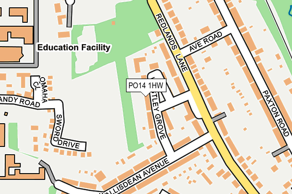 PO14 1HW map - OS OpenMap – Local (Ordnance Survey)