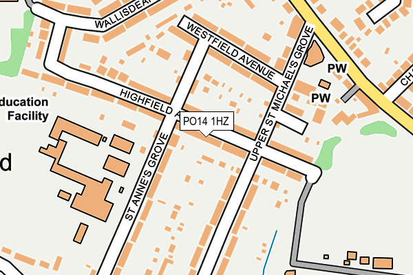 PO14 1HZ map - OS OpenMap – Local (Ordnance Survey)