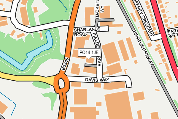 PO14 1JE map - OS OpenMap – Local (Ordnance Survey)