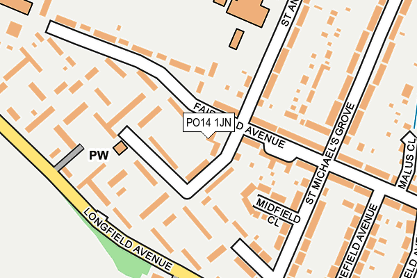 PO14 1JN map - OS OpenMap – Local (Ordnance Survey)