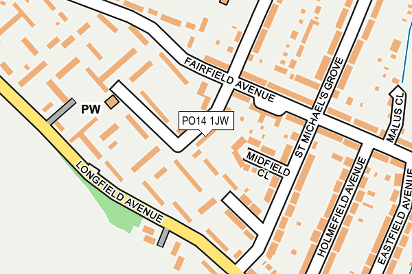 PO14 1JW map - OS OpenMap – Local (Ordnance Survey)