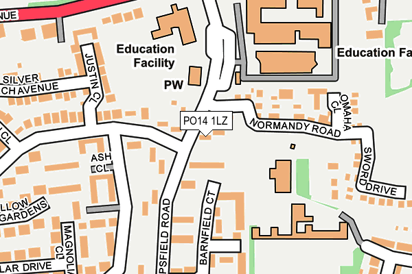 PO14 1LZ map - OS OpenMap – Local (Ordnance Survey)