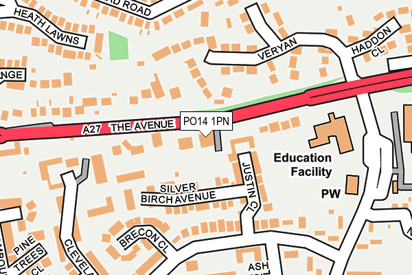 PO14 1PN map - OS OpenMap – Local (Ordnance Survey)