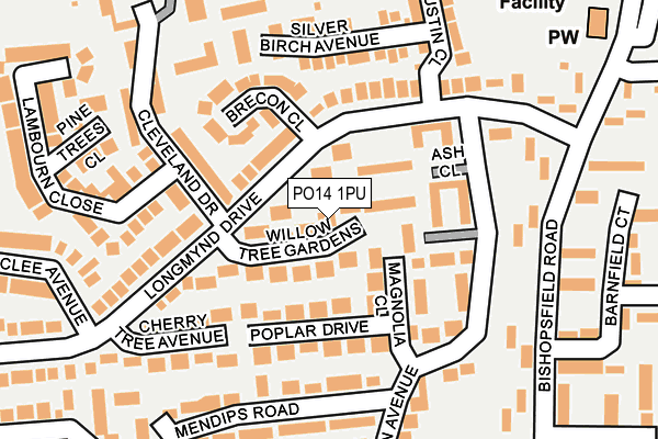 PO14 1PU map - OS OpenMap – Local (Ordnance Survey)