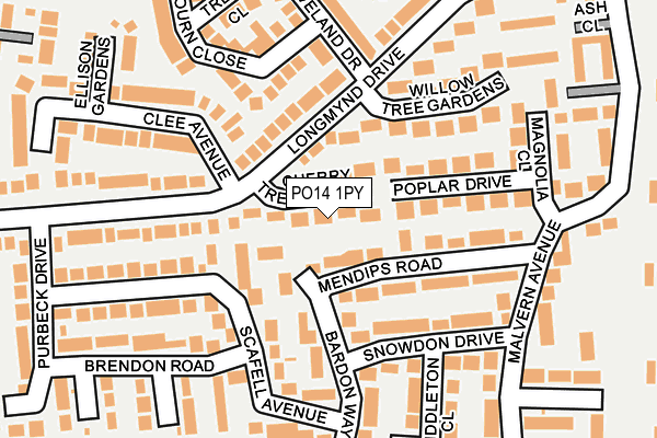 PO14 1PY map - OS OpenMap – Local (Ordnance Survey)