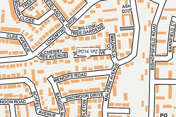 PO14 1PZ map - OS OpenMap – Local (Ordnance Survey)