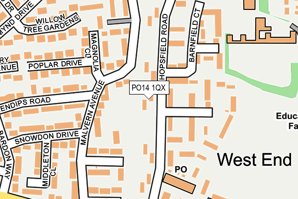 PO14 1QX map - OS OpenMap – Local (Ordnance Survey)