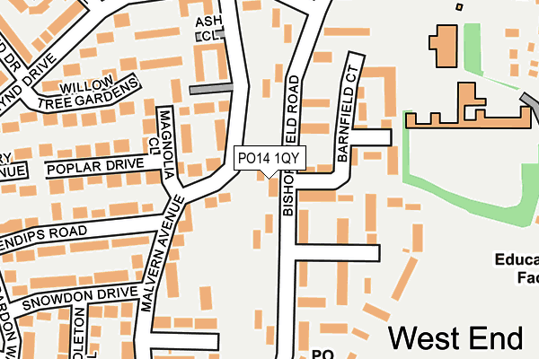 PO14 1QY map - OS OpenMap – Local (Ordnance Survey)