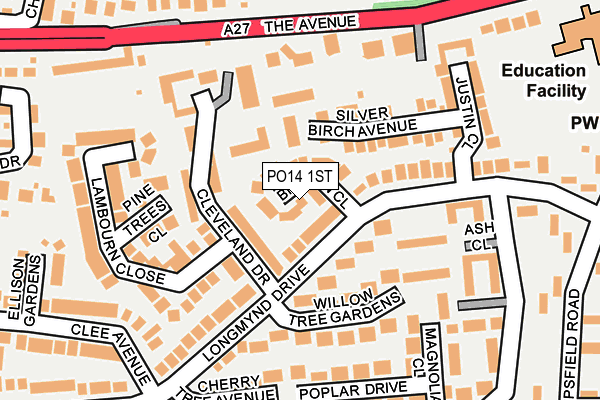 PO14 1ST map - OS OpenMap – Local (Ordnance Survey)