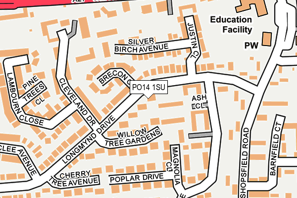 PO14 1SU map - OS OpenMap – Local (Ordnance Survey)