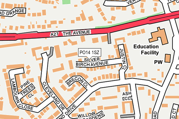 PO14 1SZ map - OS OpenMap – Local (Ordnance Survey)