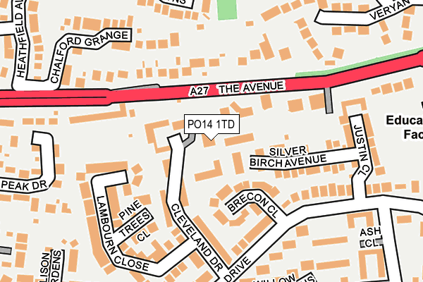 PO14 1TD map - OS OpenMap – Local (Ordnance Survey)