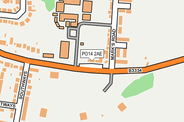 PO14 2AE map - OS OpenMap – Local (Ordnance Survey)