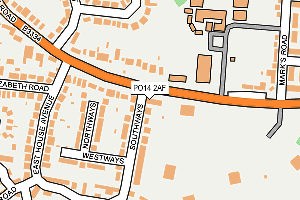 PO14 2AF map - OS OpenMap – Local (Ordnance Survey)
