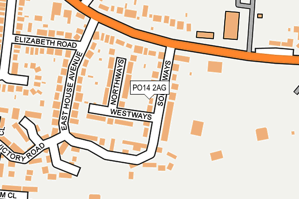 PO14 2AG map - OS OpenMap – Local (Ordnance Survey)