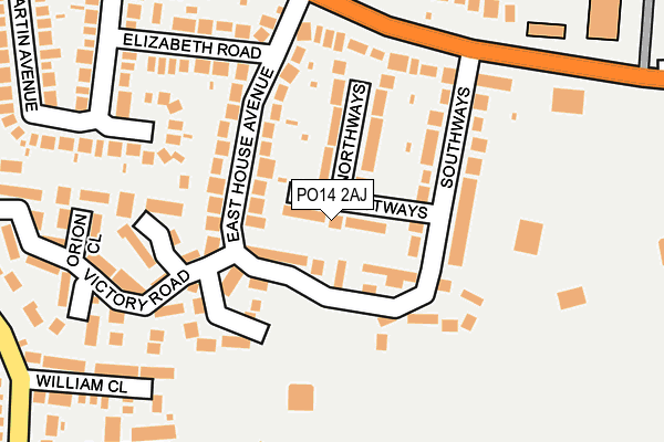PO14 2AJ map - OS OpenMap – Local (Ordnance Survey)