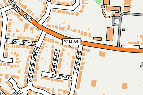 PO14 2AN map - OS OpenMap – Local (Ordnance Survey)