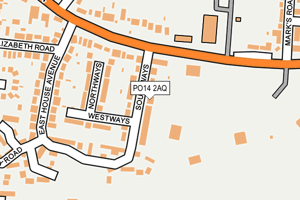 PO14 2AQ map - OS OpenMap – Local (Ordnance Survey)