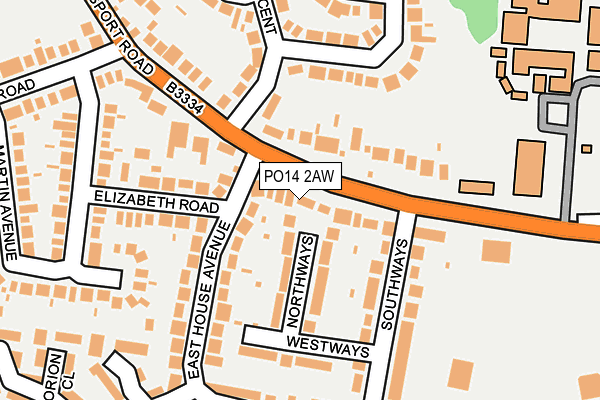 PO14 2AW map - OS OpenMap – Local (Ordnance Survey)