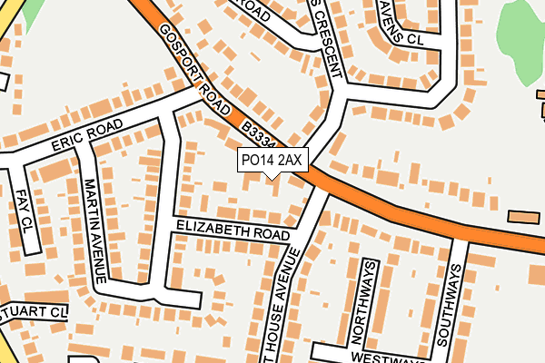 PO14 2AX map - OS OpenMap – Local (Ordnance Survey)