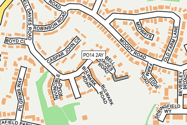 PO14 2AY map - OS OpenMap – Local (Ordnance Survey)