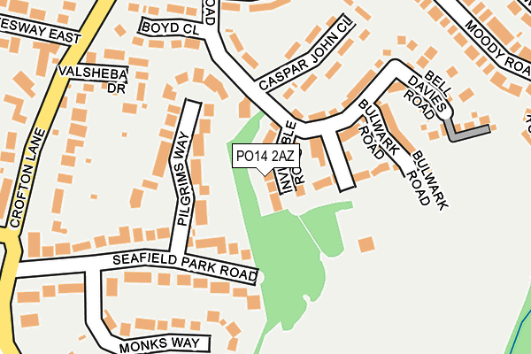 PO14 2AZ map - OS OpenMap – Local (Ordnance Survey)