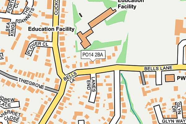 PO14 2BA map - OS OpenMap – Local (Ordnance Survey)