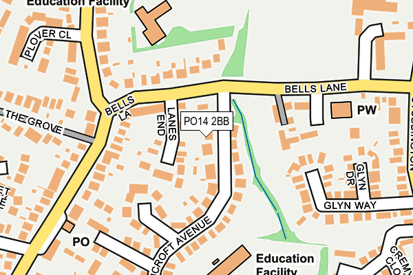 PO14 2BB map - OS OpenMap – Local (Ordnance Survey)
