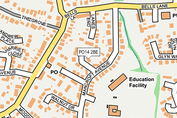 PO14 2BE map - OS OpenMap – Local (Ordnance Survey)
