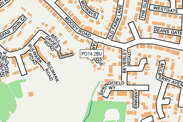 PO14 2BU map - OS OpenMap – Local (Ordnance Survey)