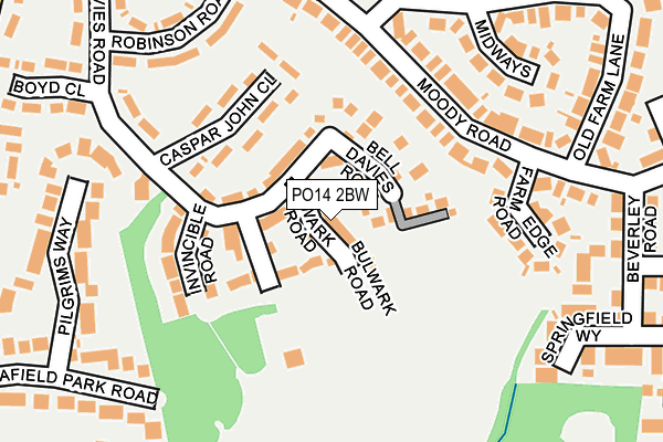 PO14 2BW map - OS OpenMap – Local (Ordnance Survey)