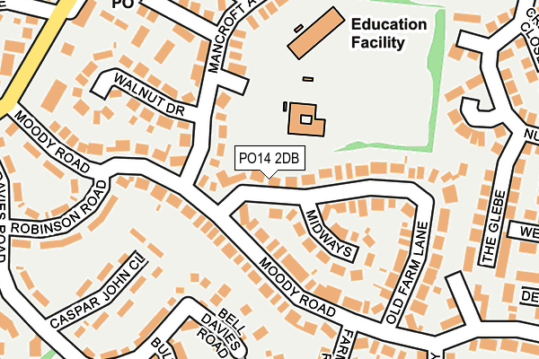 PO14 2DB map - OS OpenMap – Local (Ordnance Survey)