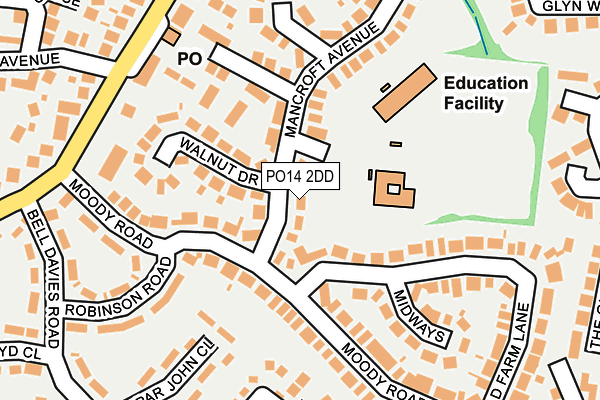 PO14 2DD map - OS OpenMap – Local (Ordnance Survey)